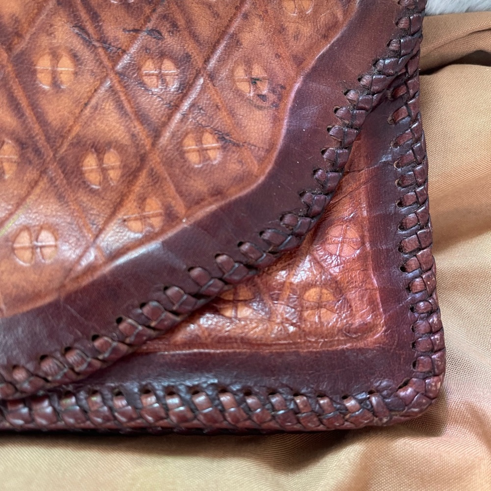 Vintage Ecuadorian Genuine Leather Handmade Wallet Pouch Purse Clutch - Picture 3 of 7